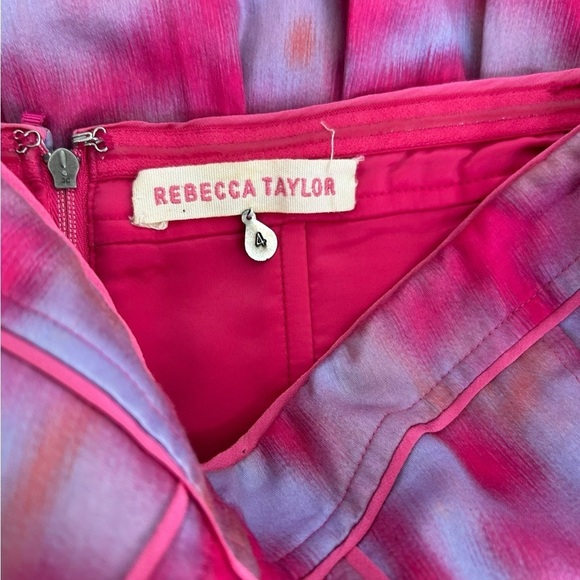 Rebecca Taylor  Strapless Silk Pleated Corset Pink Watercolor Dress $345 Size 4 - Picture 6 of 12
